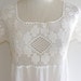 Vintage Edwardian crochet nightgown. Long, white cotton, short cap sleeves. Boho Prairie Wedding dress. Excellent condition