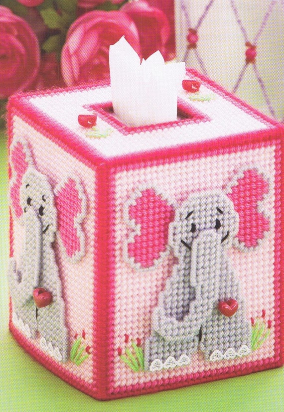 ELEPHANT in PINKS Plastic Canvas Tissue Topper Box Covers