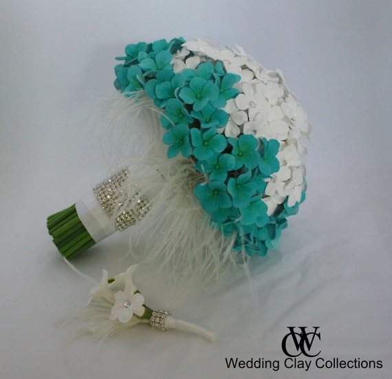 Custom Order Tiffany Blue Bridal Bouquet by weddingclay on Etsy