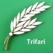 TRIFARI Wheat Stalk Pin with White Milk Glass Rhinestones