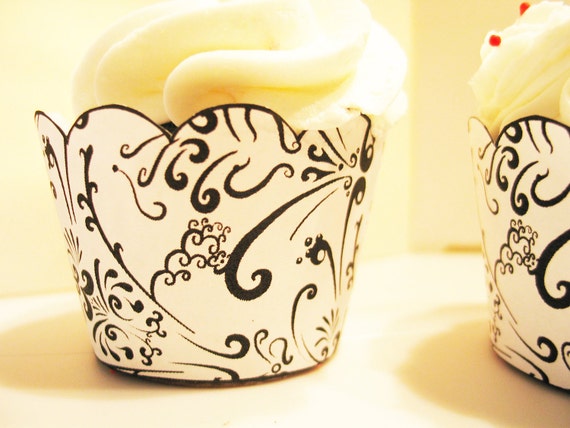 Cupcake Wrappers Printable Wedding cupcake wrappers for Birthdays or Holiday Celebrations Elegant for Weddings no. 162 Il_570xn