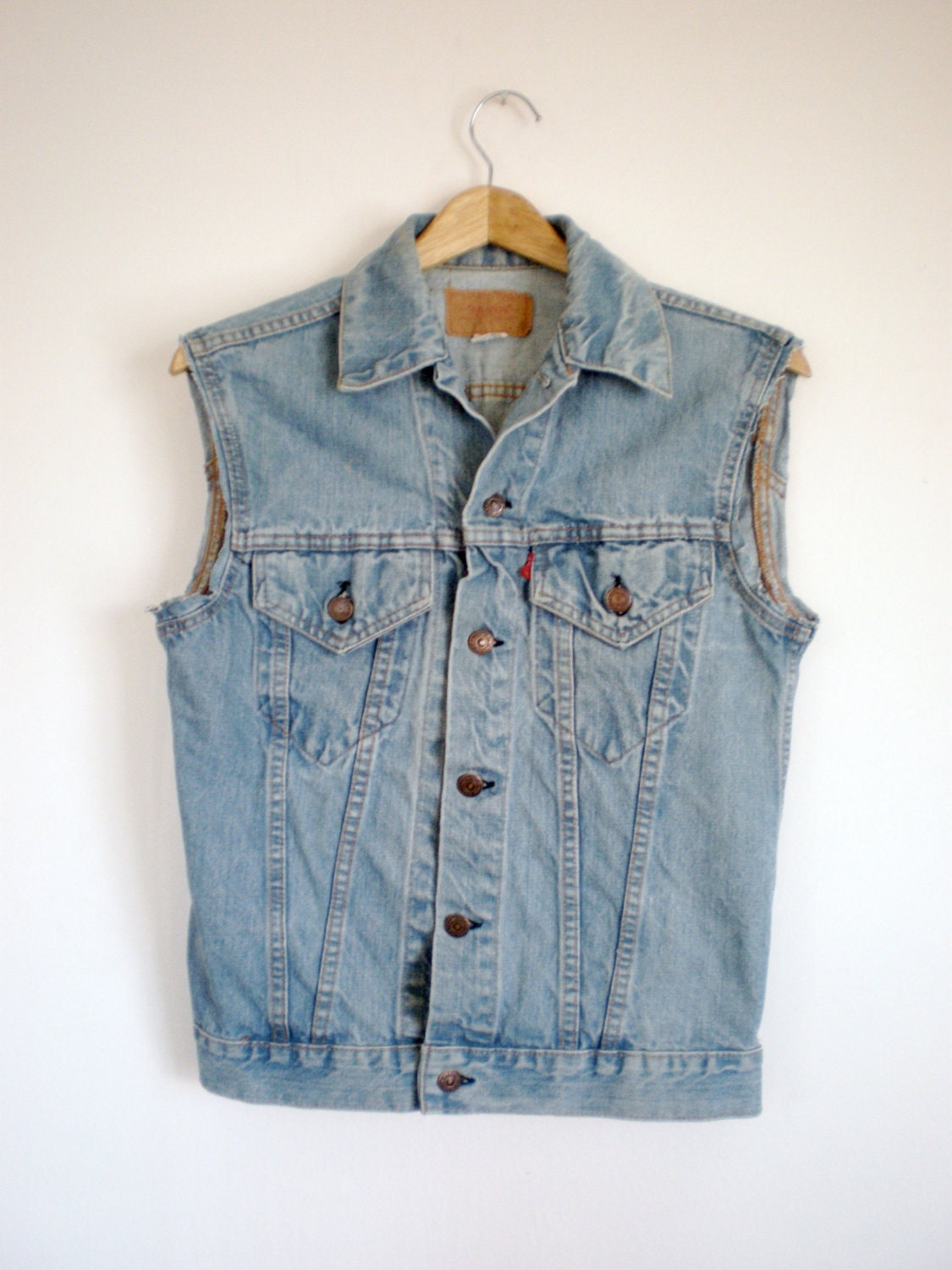 levi's white denim vest