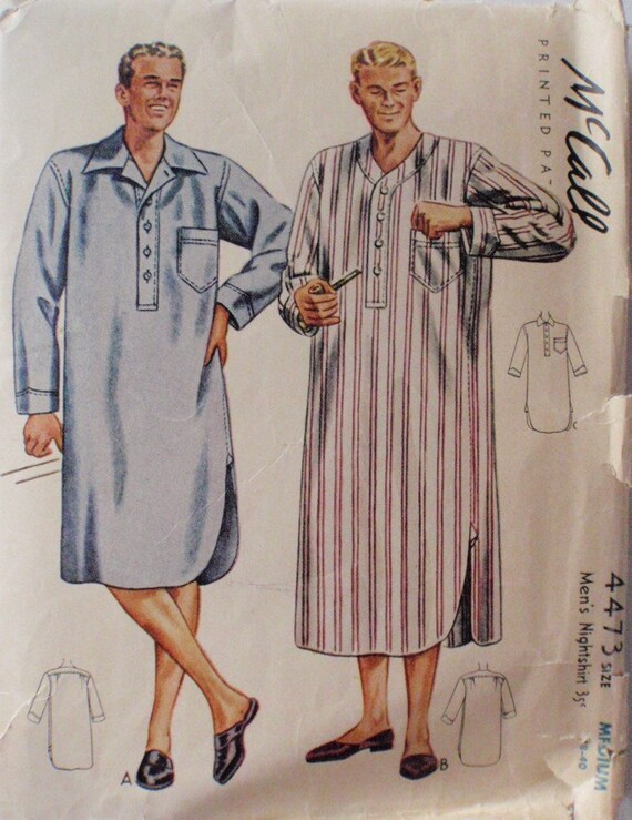 Vintage Men's Nightshirt Pattern McCall 4473 Size