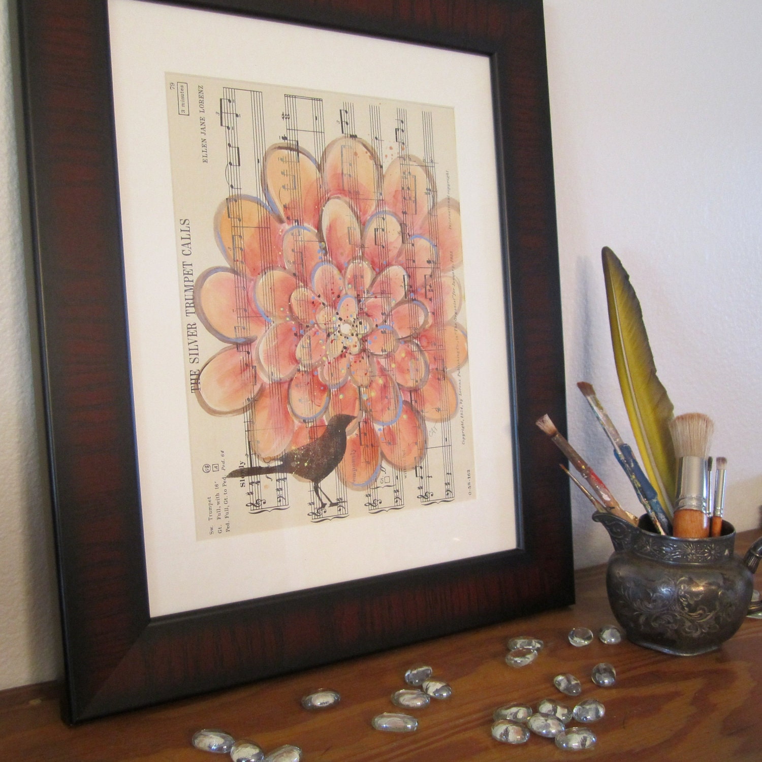 The Silver Trumpet Calls... recycled book art original