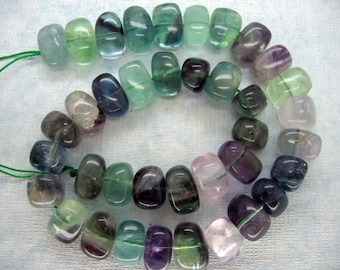 Genuine Rainbow Fluorite Smooth Nugget Beads - 16 Inch Strand