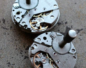 Vintage small alarm clock movements -- set of 2 -- D3
