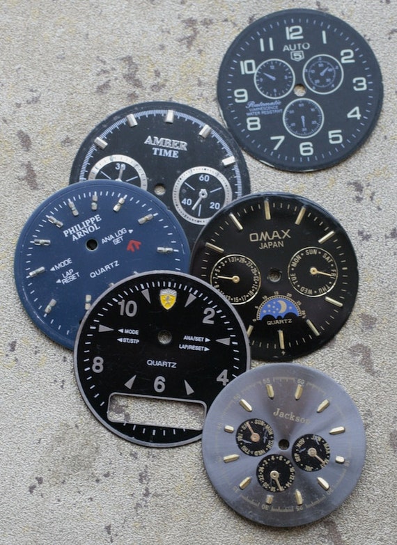 Wrist Watch Faces -- metal -- set of 6