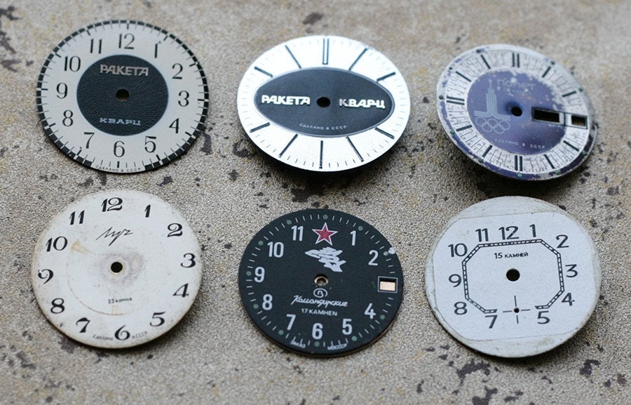 Vintage Wrist Watch Faces metal set of 6 by timemill on Etsy