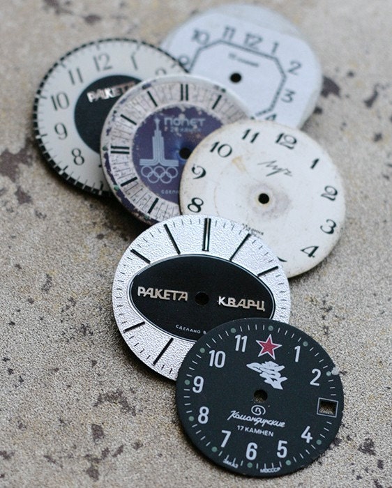 Vintage Wrist Watch Faces metal set of 6 by timemill on Etsy