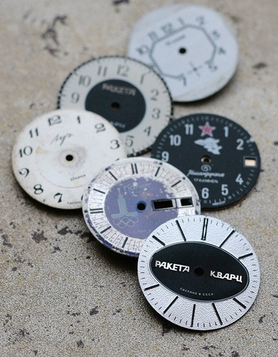 Vintage Wrist Watch Faces metal set of 6 by timemill on Etsy