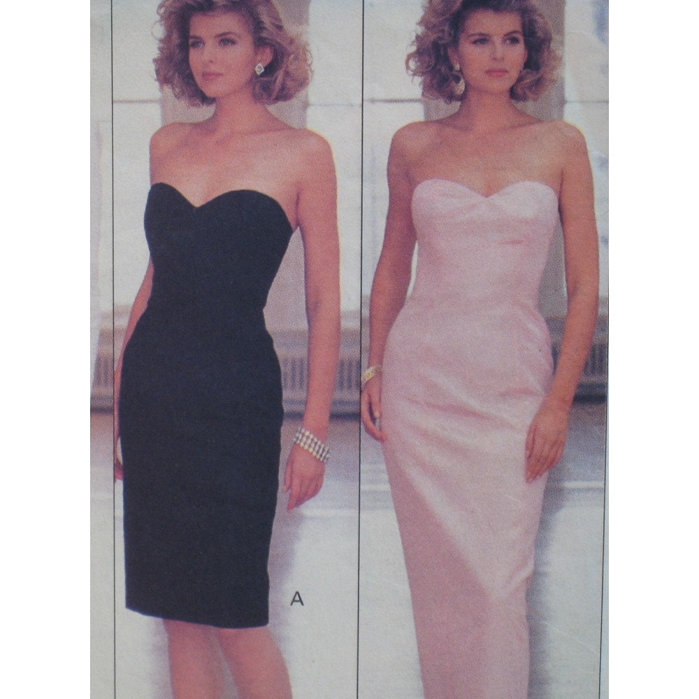 Strapless Dress Pattern Cocktail Party Prom Fitted Long or