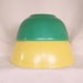 Set of 2 Vintage Pyrex Mixing Bowls 1940's Green 2.5 Quart and 1950-1970 4 Qt Yellow