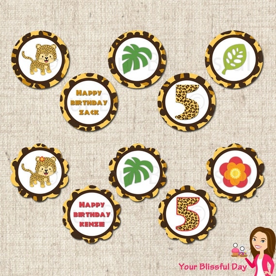 PRINTABLE Leopard Party Circles (Personalized Boy or Girl) Il_570xn