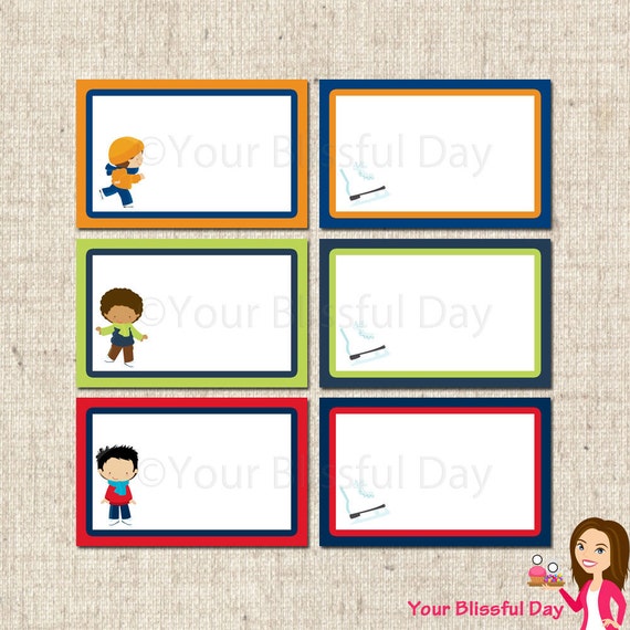 PRINTABLE Boy Ice Skating Label Tents Il_570xn