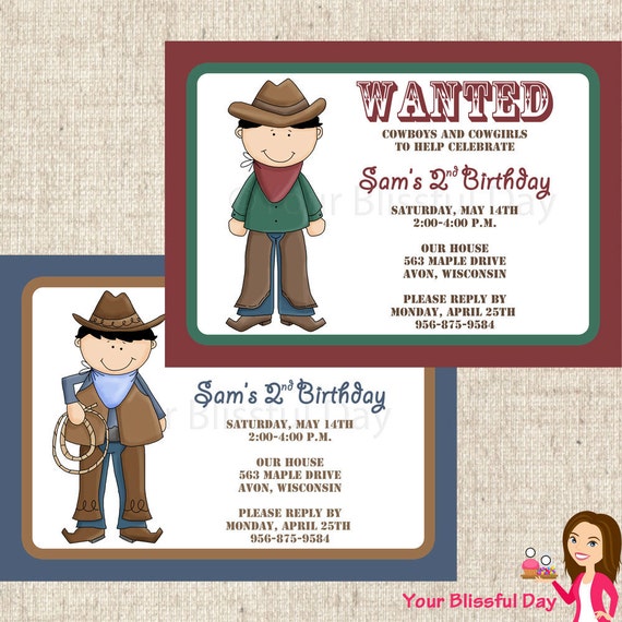 PRINTABLE Cowboy Party Invitations Il_570xn