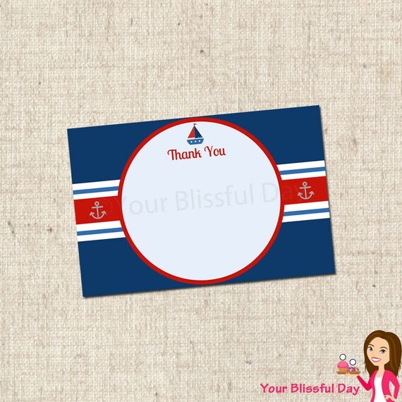 PRINTABLE Nautical Baby Shower Thank You Cards Il_570xn