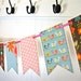 Flower Bird Banner, Flower Bird Garland, Pink Aqua Brown Room Decor, Girls Nursery Bedroom Decoration, Baby Shower Banner