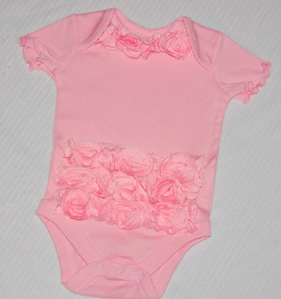 Items similar to Beautiful Pink Chiffon Rosette Onesie on Etsy