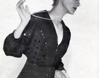 Vintage knitting pattern pull over 1940 for women, kimono style