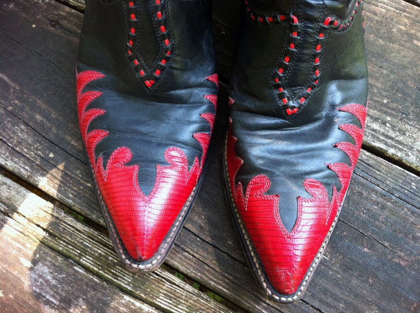red lizard boots