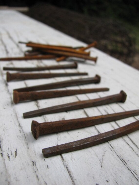 Treasury Item Lucky SEVEN Hand Antique Horseshoe Nails