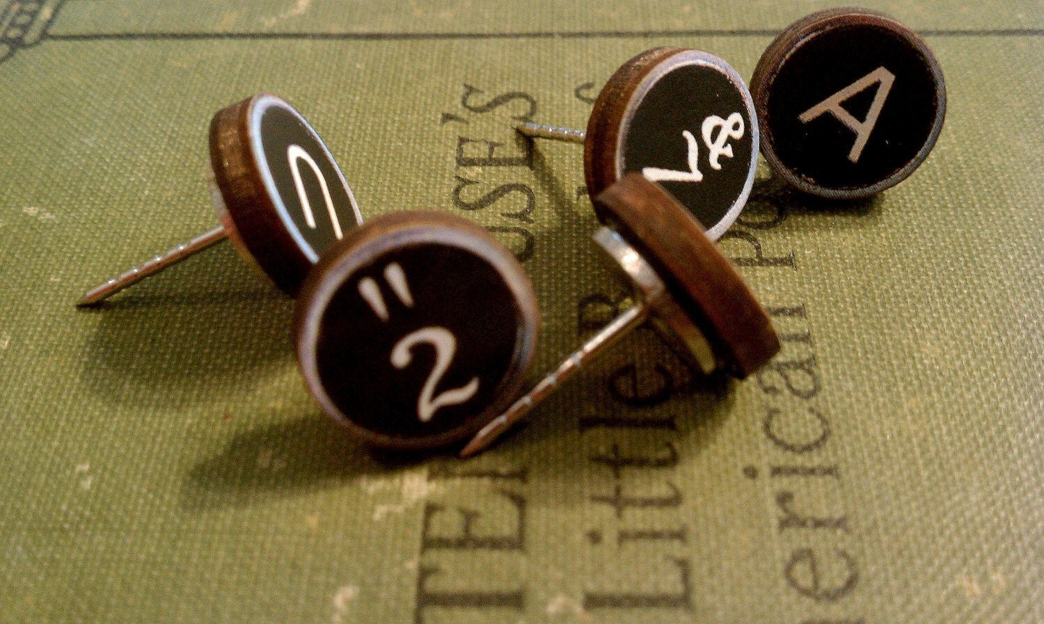 Vintage Replica Wood Typewriter Keys Push Pins Qty 5