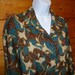 Shirt Blouse Leaves Print DVF Diane von Furstenberg Vintage 1980s Size Large