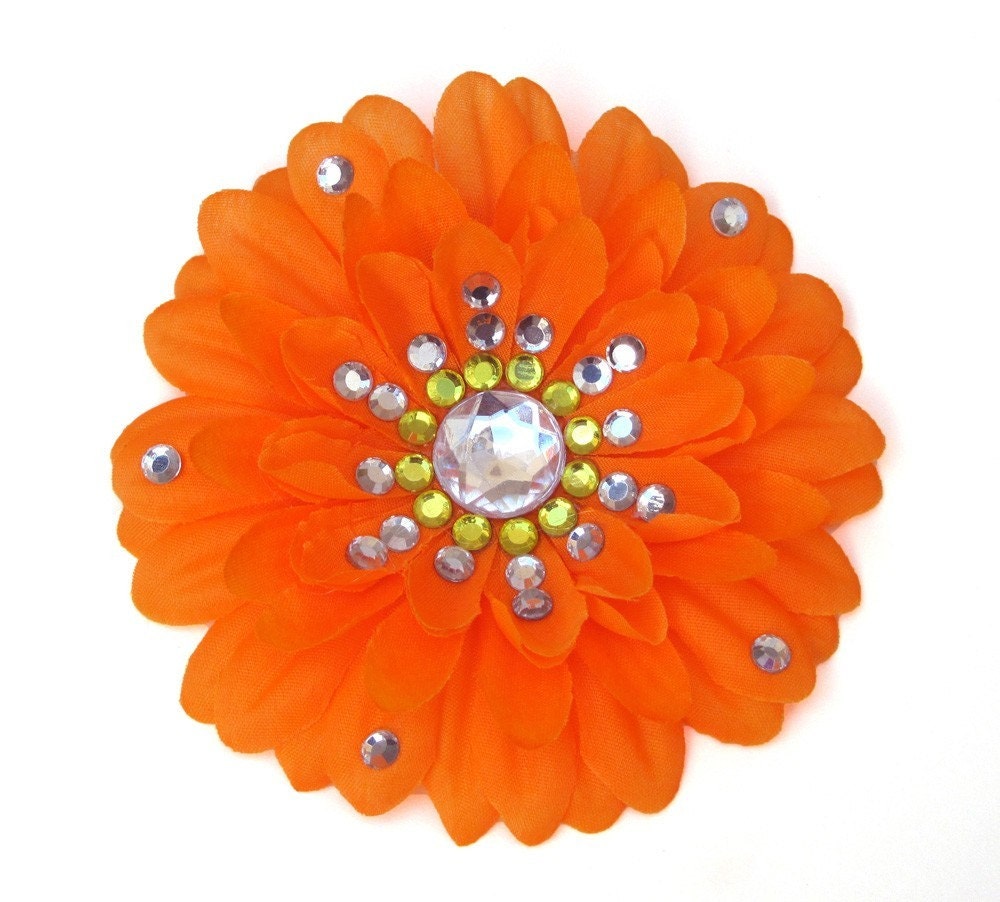 Orange Penny Blossom Rhinestone Flower Barrette The Big Bang