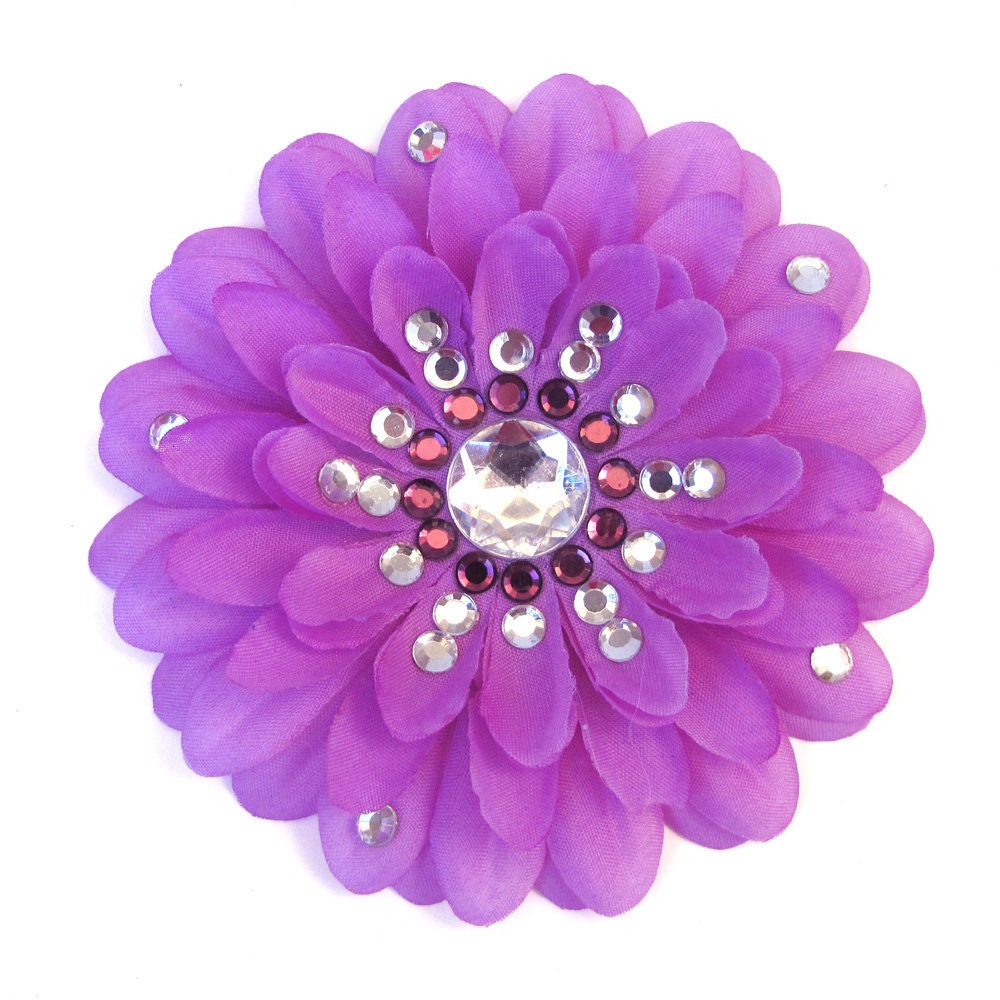 Purple Penny Blossom Sparkly Flower Barrette by BrightCopperPenny