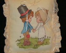 free cross-stitch wedding ring pillow