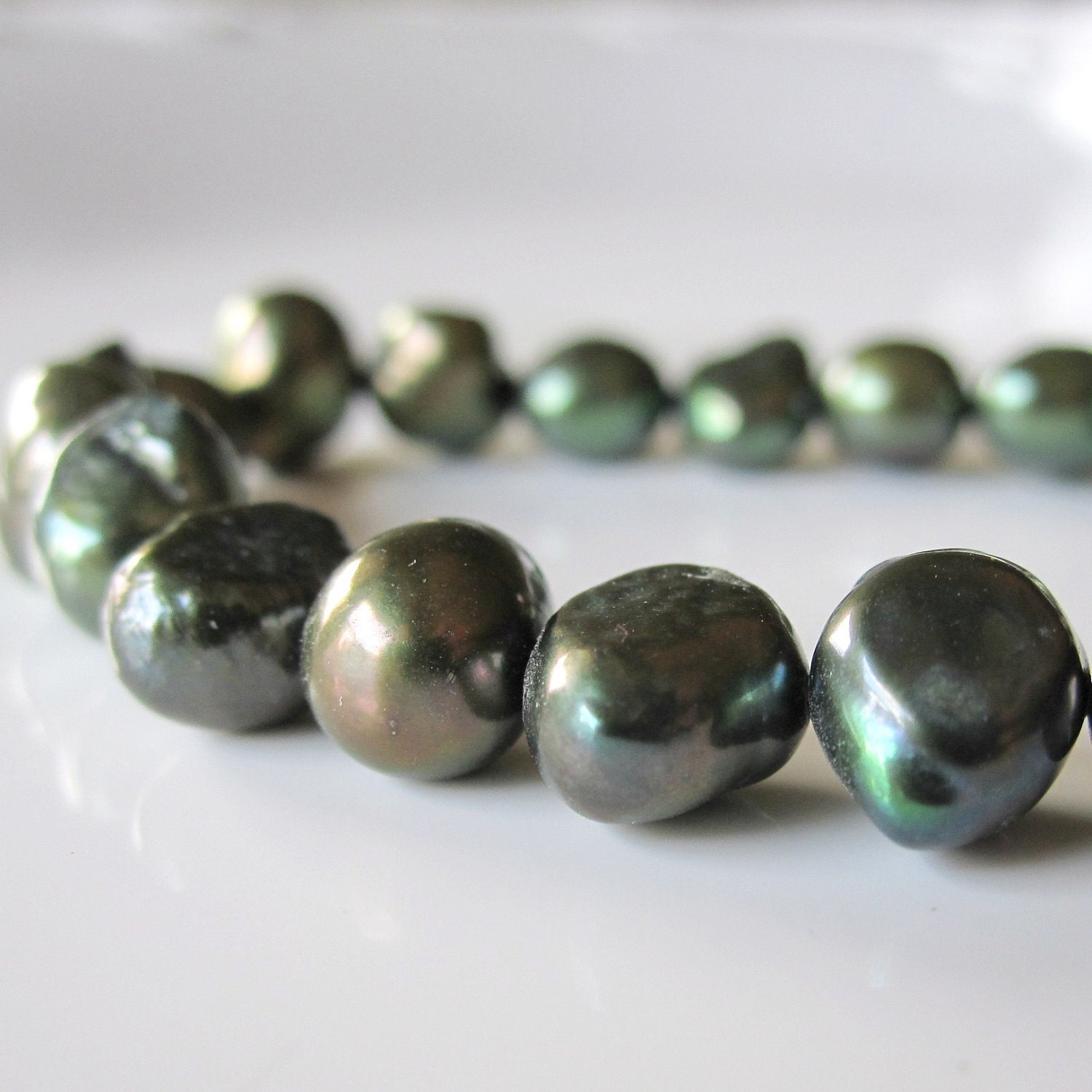 Forest Green Pearls Freshwater Pearls Nugget Pearls Real