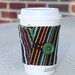 Fabric Coffee Cup Sleeve, Beverage Coozie - Multicolored Stripes