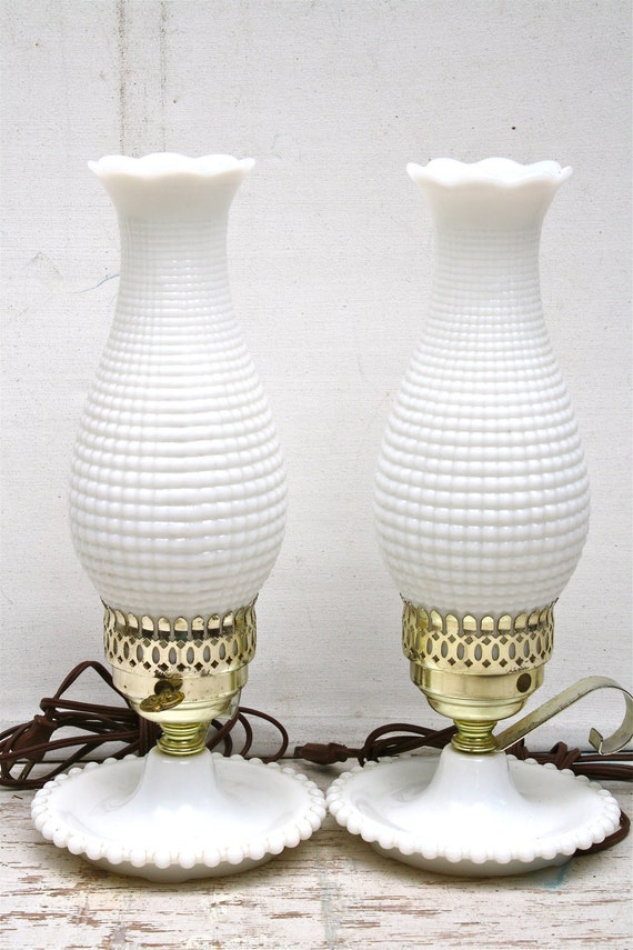 Milk Hurricane milk Hobnail White ObjectsbyEchoes Glass glass lamps hurricane  Lamps Fenton by