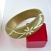 Vintage Hand Carved Bangle Bracelet - Beautiful Olive Green Overspray