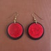 Pierced Earrings with Vintage Black & Red Bakelite