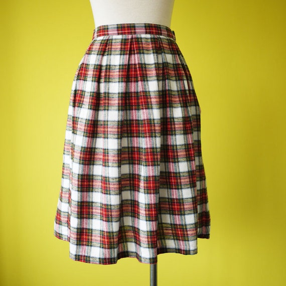 Tartan skirt school girl white and red plaid by prototypedesign