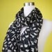 Cat print scarf black cat scarf chiffon scarf causal long scarf shawl belt white cat in black