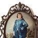 RESERVED Vintage Portrait in Bubble Glass Metal Frame, Victorian Inspired Mid Century Home Decor, Made in Italy, Ready to Hang Art