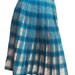 Vintage 1970s Pleated Plaid Skirt, Wool, School Girl Skirt, Turquoise Blue, Cream & Beige, Schoolgirl Costume, Wool, Womens, Small Medium