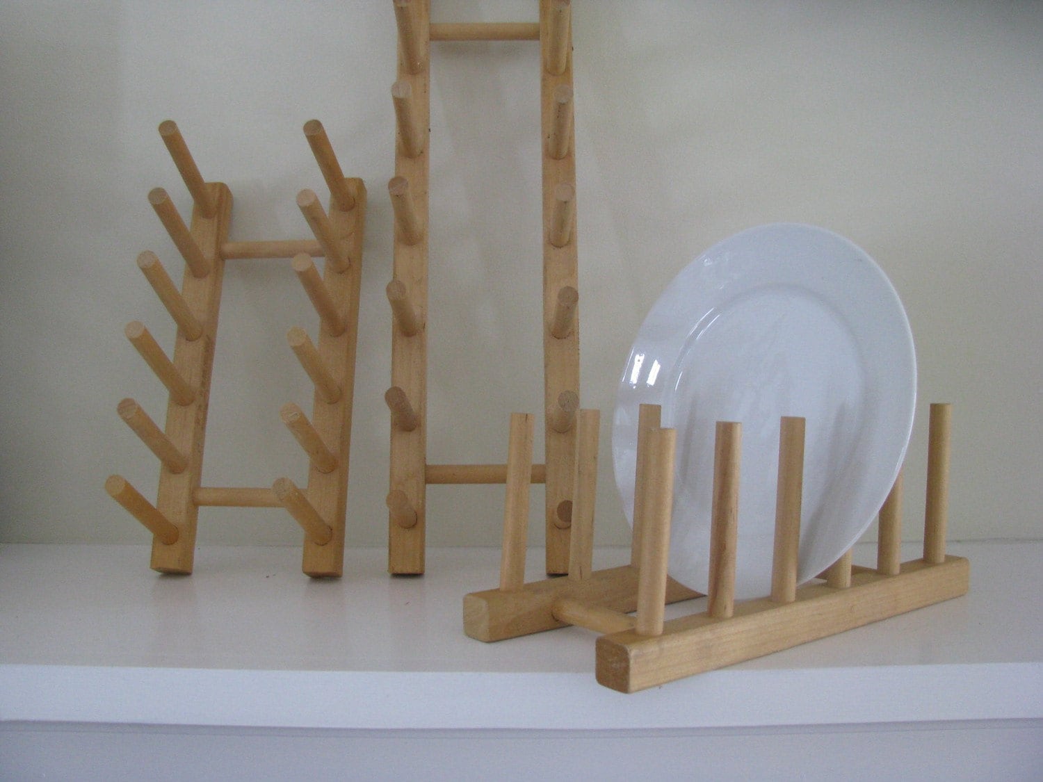 Wooden Plate Racks Dishes Lids Display Prop Kitchen