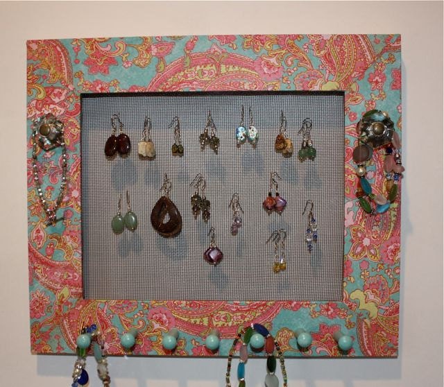 Earring Holder Organizer Paisley Designer Paper Turquoise