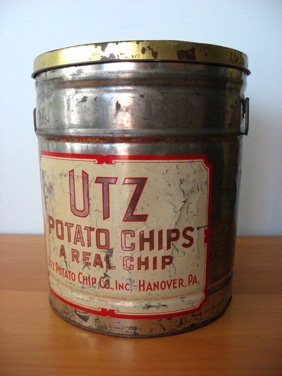 Vintage UTZ Chip Tin Container by vintageseventyfive on Etsy