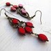 Red Bohemian Chandelier Earrings Antique Brass Czech Glass: Singed