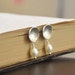 Silver Modern Round Disc Earrings with Freshwater Pearls-Sterling Silver Posts, Elegant