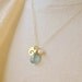 Customized Mothers Necklace- 14K Gold Filled Hand Stamped Disc, Moss Aquamarine, Freshwater Pearl, Gold Filled Chain, March Birthstone