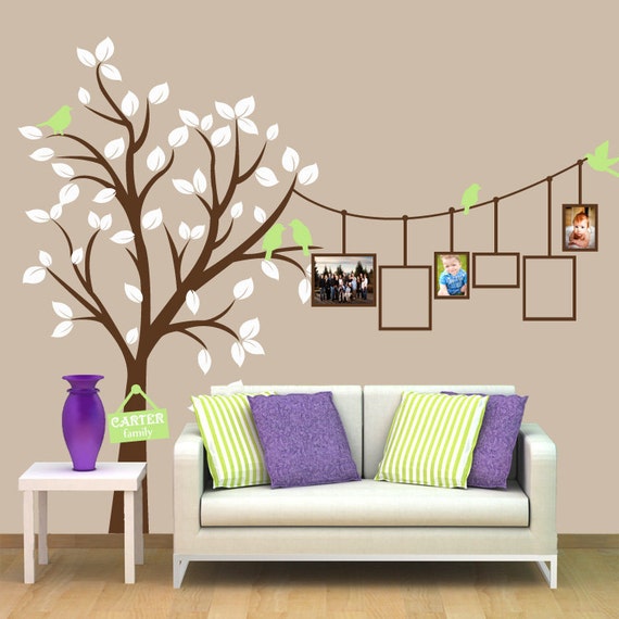 Items similar to Tree with Birds Decal Picture Frames Vinyl Wall