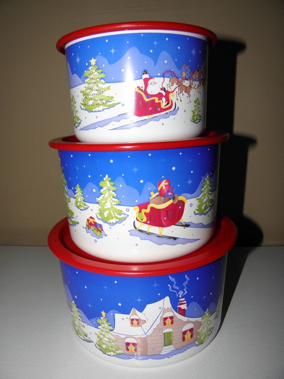 Tupperware Christmas North Pole Nesting Canister