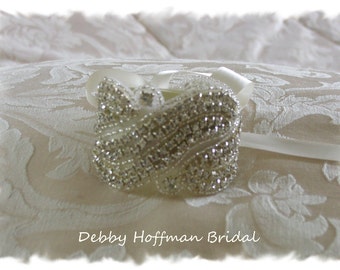 Rhinestone Crystal Bridal Cuff Bracelet, Rhinestone Wedding Cuff Bracelet, Wide Jeweled Bridal Bracelet, Bridesmaid Bracelet, No. 1191CB,