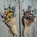 Set of Two Handmade Burlap Cones Filled With Dried Roses Lavender Pussy Willows Tansy