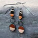 Pottery Shard jewelry - Shades of Brown Dangle Earrings in Oxidized Silver - Stripes